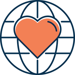 Global world heart orange