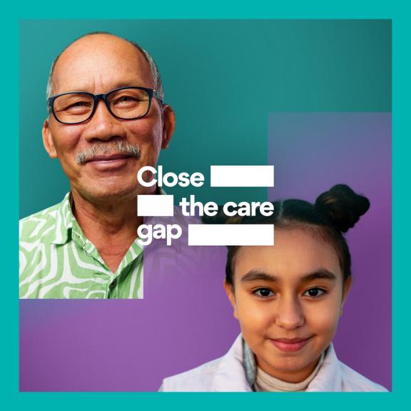 Social Poster against cancer in English with two people smiling