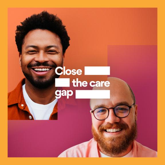 Social Poster against cancer in English with two people smiling